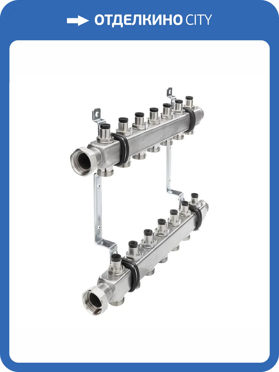 Коллектор TECE для систем отопления с запорными вентилями 1х3/4ЕК 2 контура, квадратное сечение фото 3