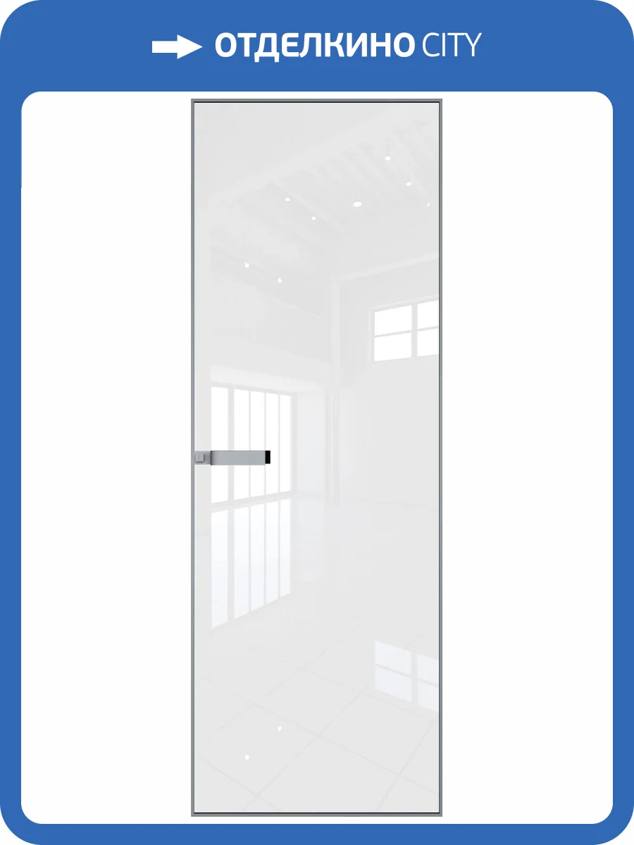 Межкомнатная дверь Profil Doors 1 AGN цвет профиля Серебро, стекло безопасное 4 мм lacobel белый лак 700x2000 фото 2