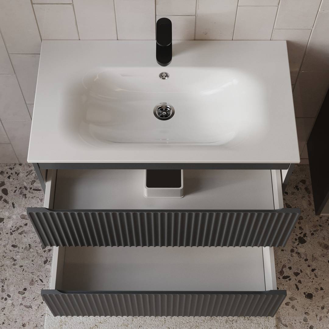 Тумба с раковиной Terminus Sicilia SIC10802701601O графит , 80x62 фото 2