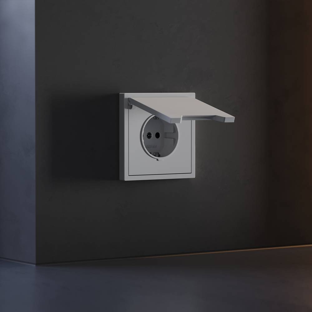 Лицевая панель для розетки с заземлением, шторками и крышкой Voltum S70 VLS000816 серый фото 4