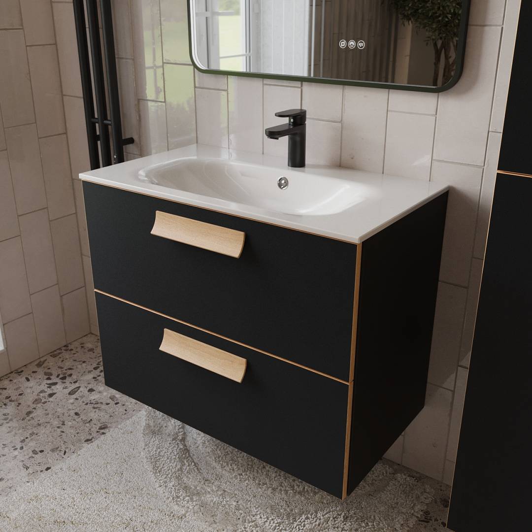 Тумба с раковиной Terminus Noto NOT10802099901O черный soft touch, 80x62