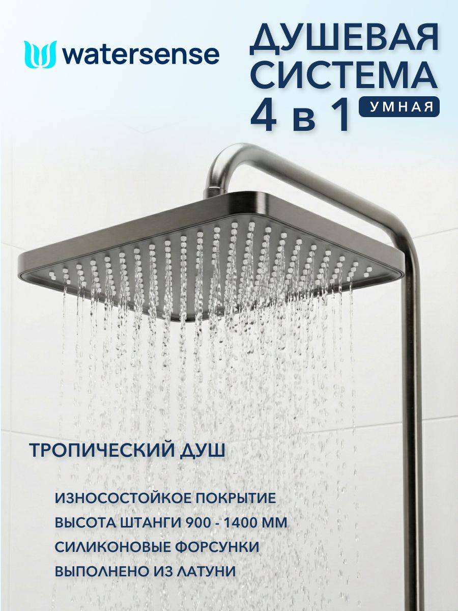 Душевая система Watersense Aurora Powerful W01819 графит фото 3