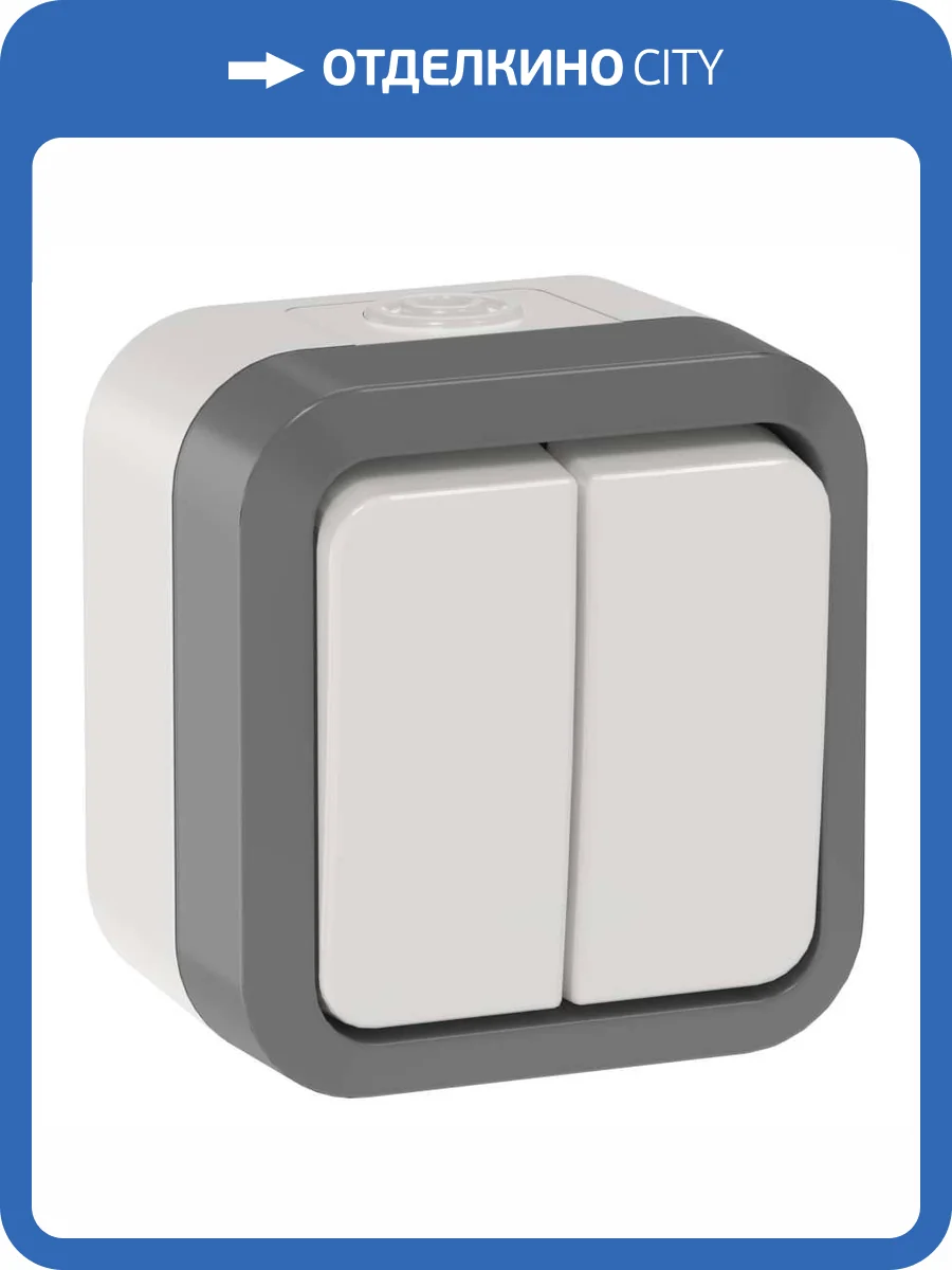 Выключатель 2-клавишный проходной IEK Tors TS-V22-0-10-55-K41 серо-белый фото 5