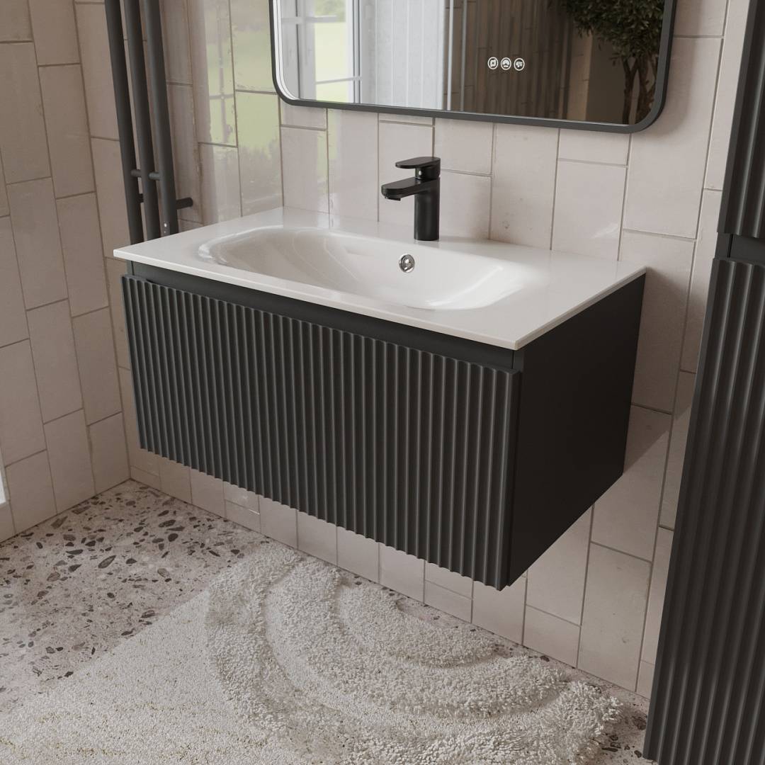 Тумба с раковиной Terminus Sicilia SIC10801701601O графит , 80x38