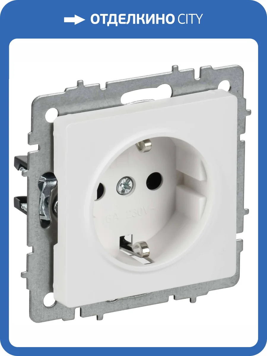 Розетка 1-местная с заземлением и шторками IEK Brite BR-R14-16-K91 арктический белый фото 6