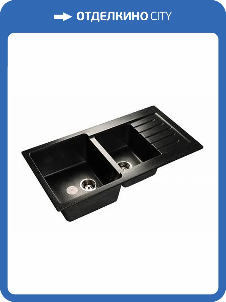 Мойка кухонная GranFest Practik GF-P--980KL 2 чаши с крылом 980x510 мм черный фото 2