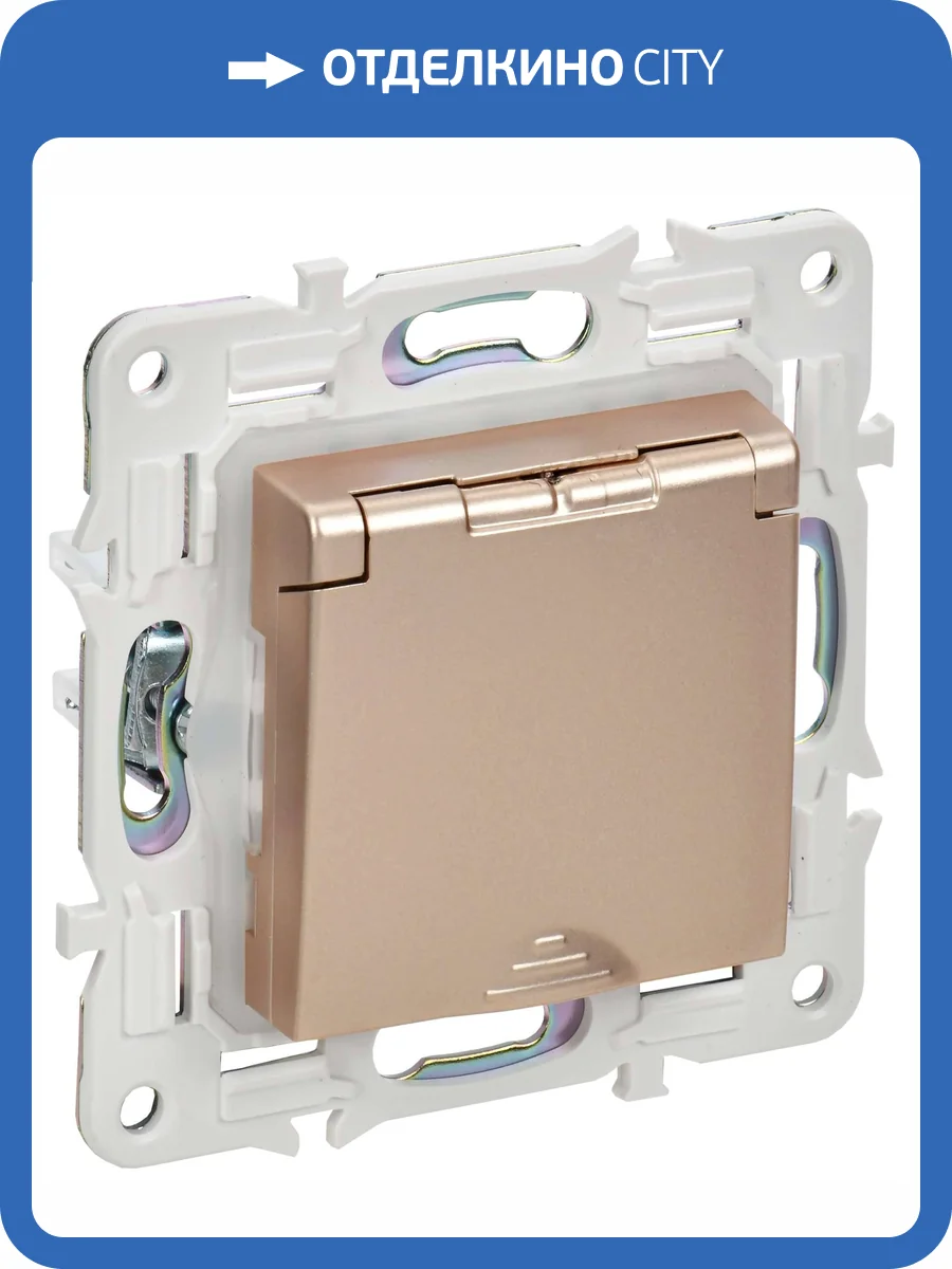 Розетка 1-местная с заземлением, шторками и крышкой IEK Skandy SK-R16-16-44-K98 песочный фото 7