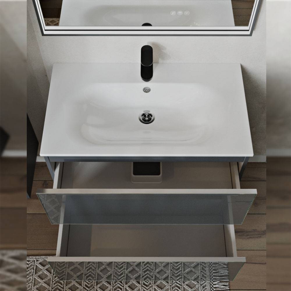 Тумба с раковиной Terminus Vega VEG10802701601OSL графит, 80x62 фото 2