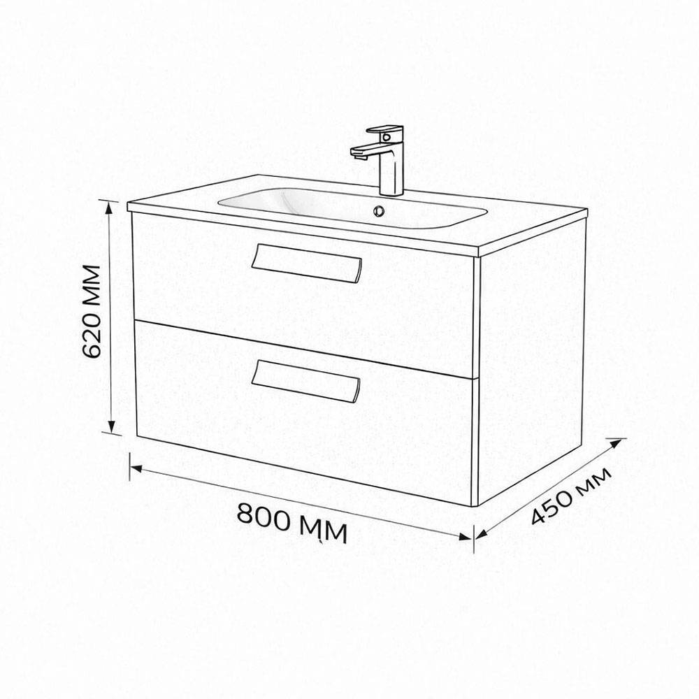 Тумба с раковиной Terminus Noto NOT10802099901O черный soft touch, 80x62 фото 3