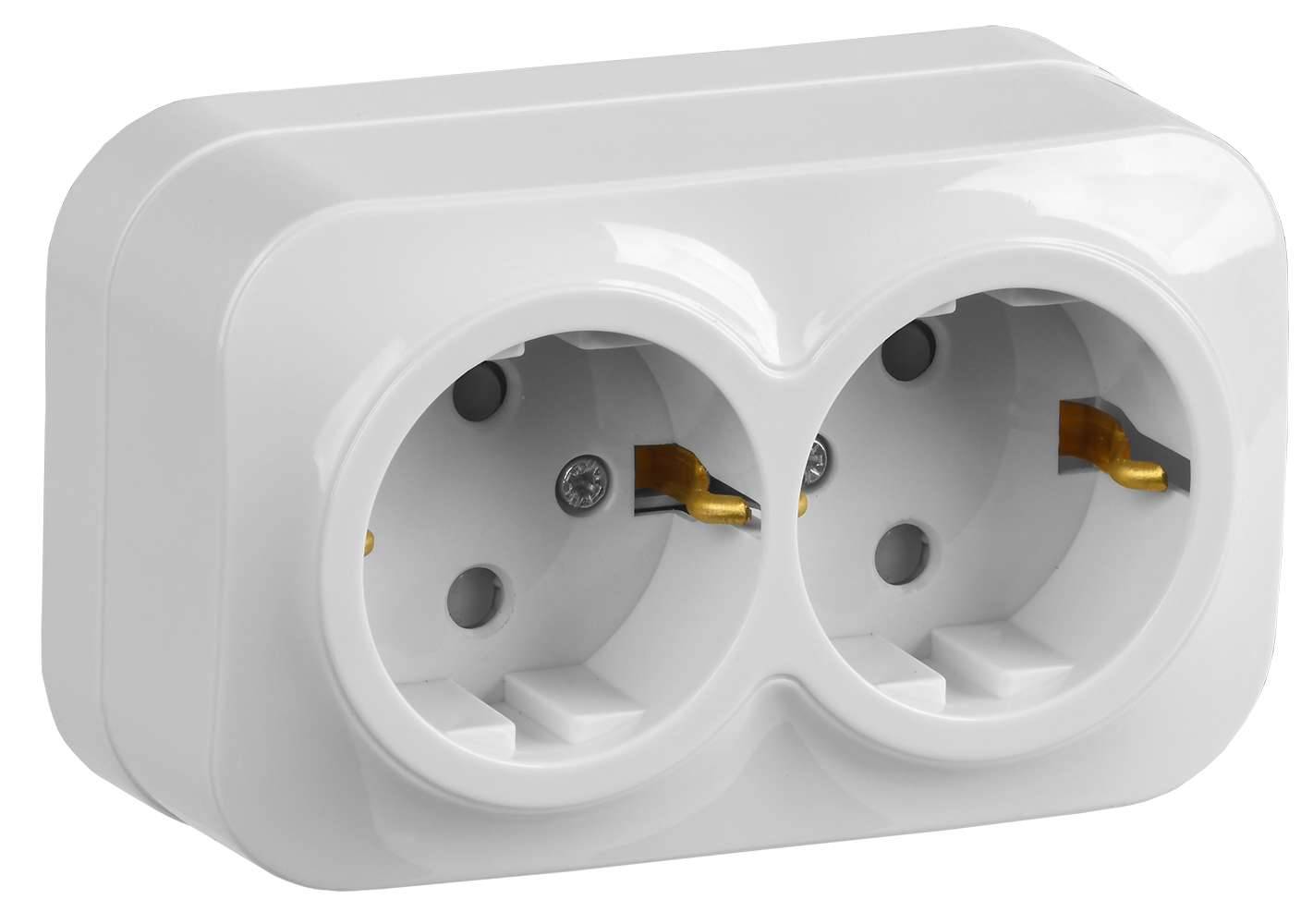 Розетка 2-местная с заземлением и шторками IEK Glory ERH24-K01-16 белый