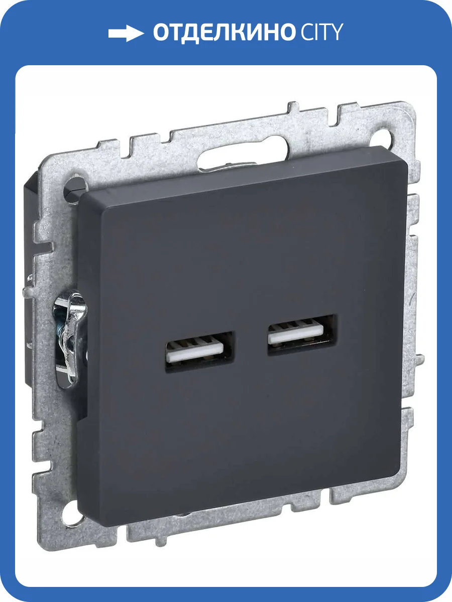 Розетка USB type A+A IEK Brite BR-U21-D31-K53 графит фото 9