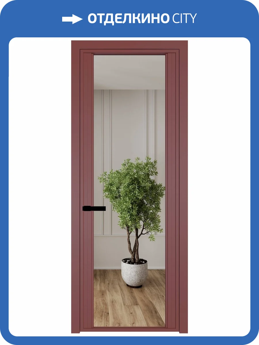 Межкомнатная дверь Profil Doors 2 AGP цвет профиля Красный антрацит, стекло безопасное 6 мм зеркало 800x2000 фото 2