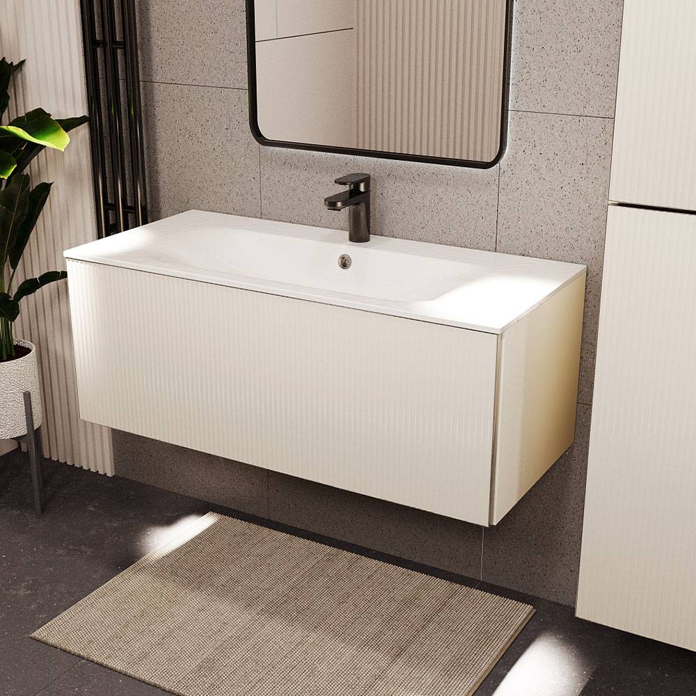 Тумба с раковиной Terminus Euromix EUR101001900101OSL айвори, 100x38