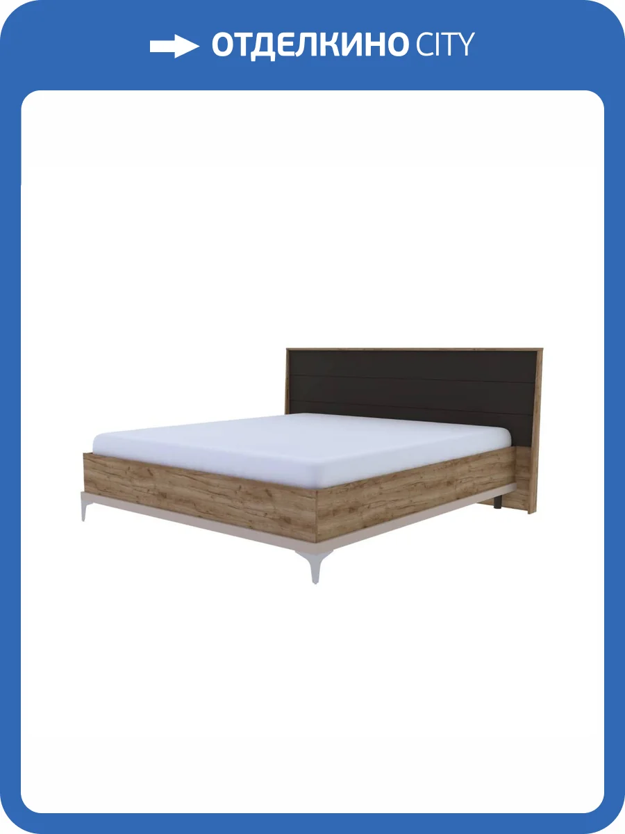 Кровать Глазов Мебель Кара 1 00-00142467 дуб крафт/бежевый, с ортопедическим основанием 180x200 фото 2