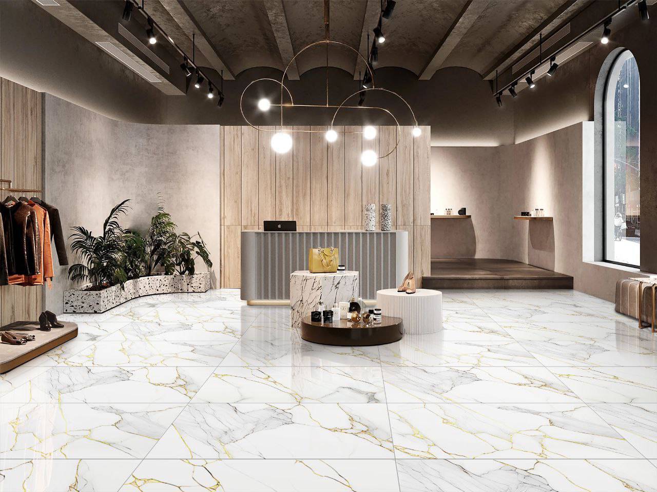 Керамогранит Asia Pacific Ice White Gold high gloss polished 60x120 фото 2