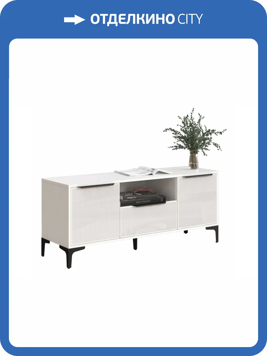 Тумба под ТВ Woodville Иадама 601111 белый/белый глянец фото 3