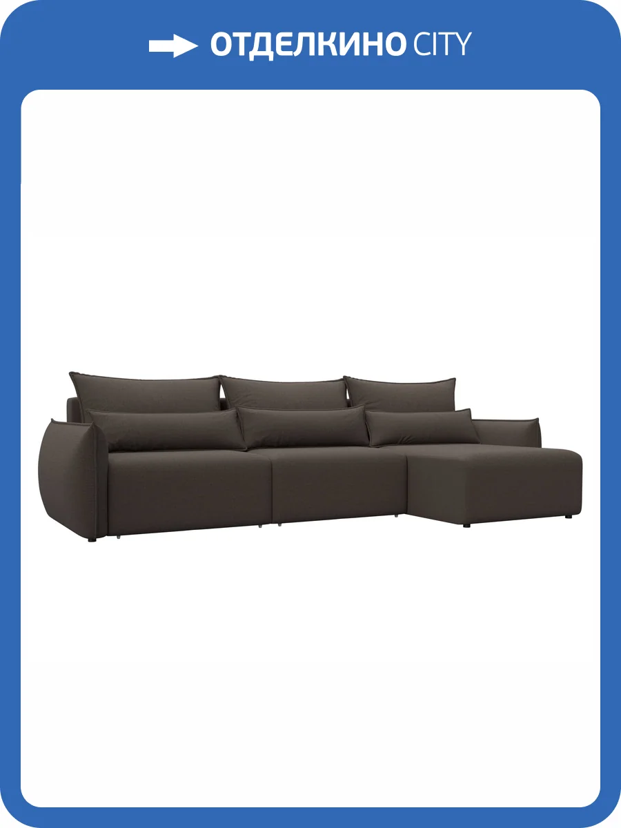 Диван угловой Лига Диванов Лига-051 НПБ Лонг 128660 амур 05 коричневый, угол универсальный фото 10