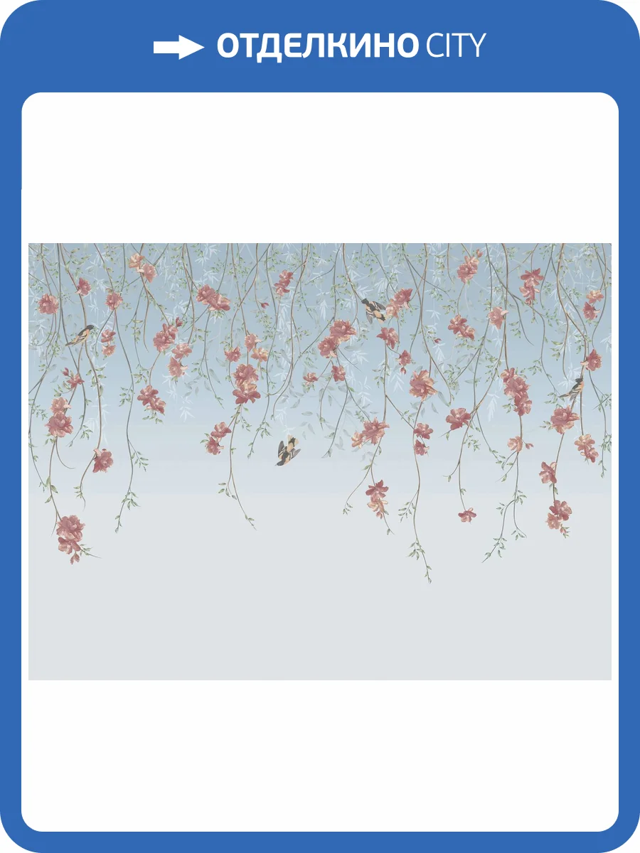 Бесшовные Eco обои Ortograf Chinoiserie 33934 Delicate flowers blue Ворс+ ОЕ+ фото 2