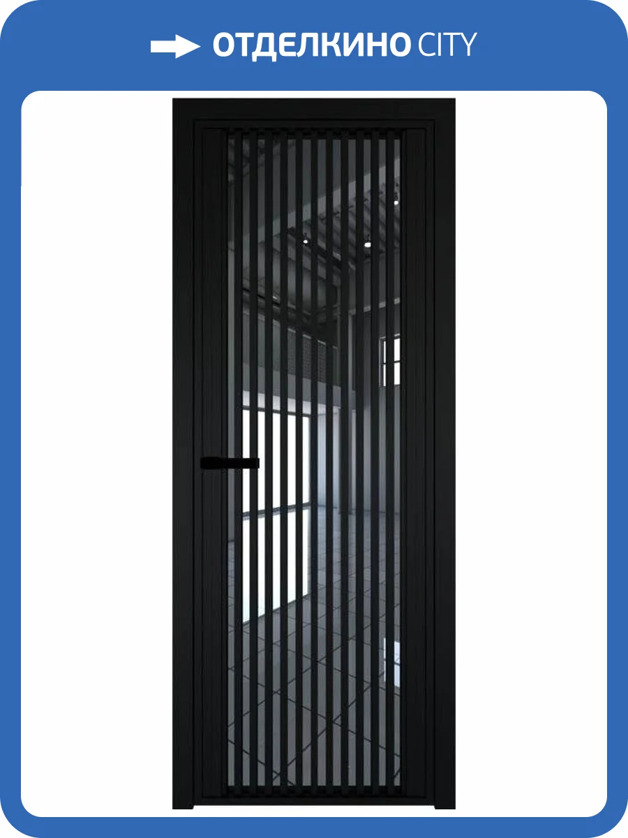 Межкомнатная дверь Profil Doors 3 AGP цвет профиля Черный, стекло безопасное 6 мм зеркало 600x2000 фото 2