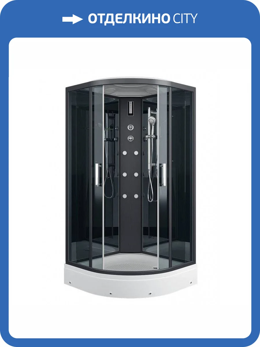 Душевая кабина Erlit ER571017-C24-RUS профиль черный, стекло тонированное, 100x100x210 фото 8