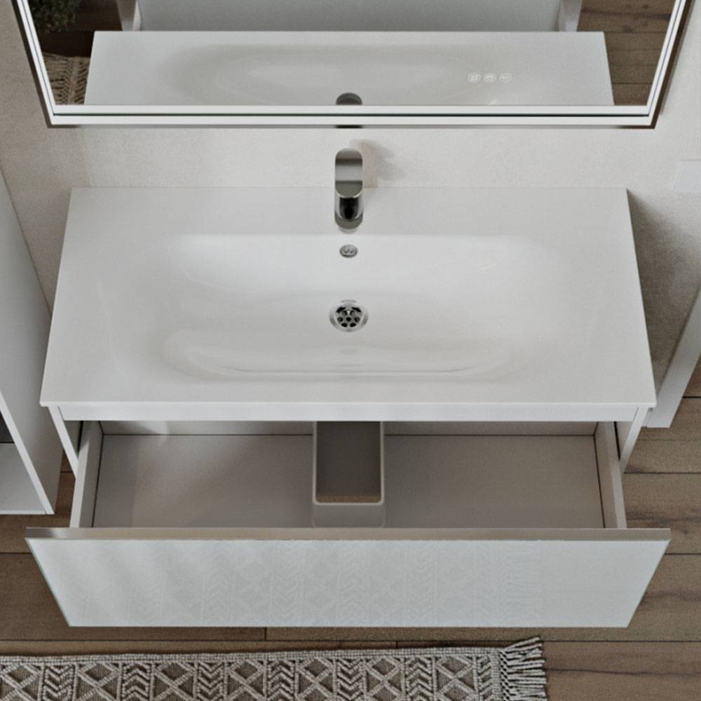 Тумба с раковиной Terminus Vega VEG101001900301OSL белый, 100x38 фото 2