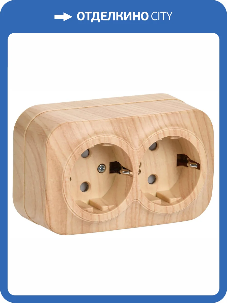 Розетка 2-местная с заземлением и шторками IEK Glory ERH24-K34-16 сосна фото 3