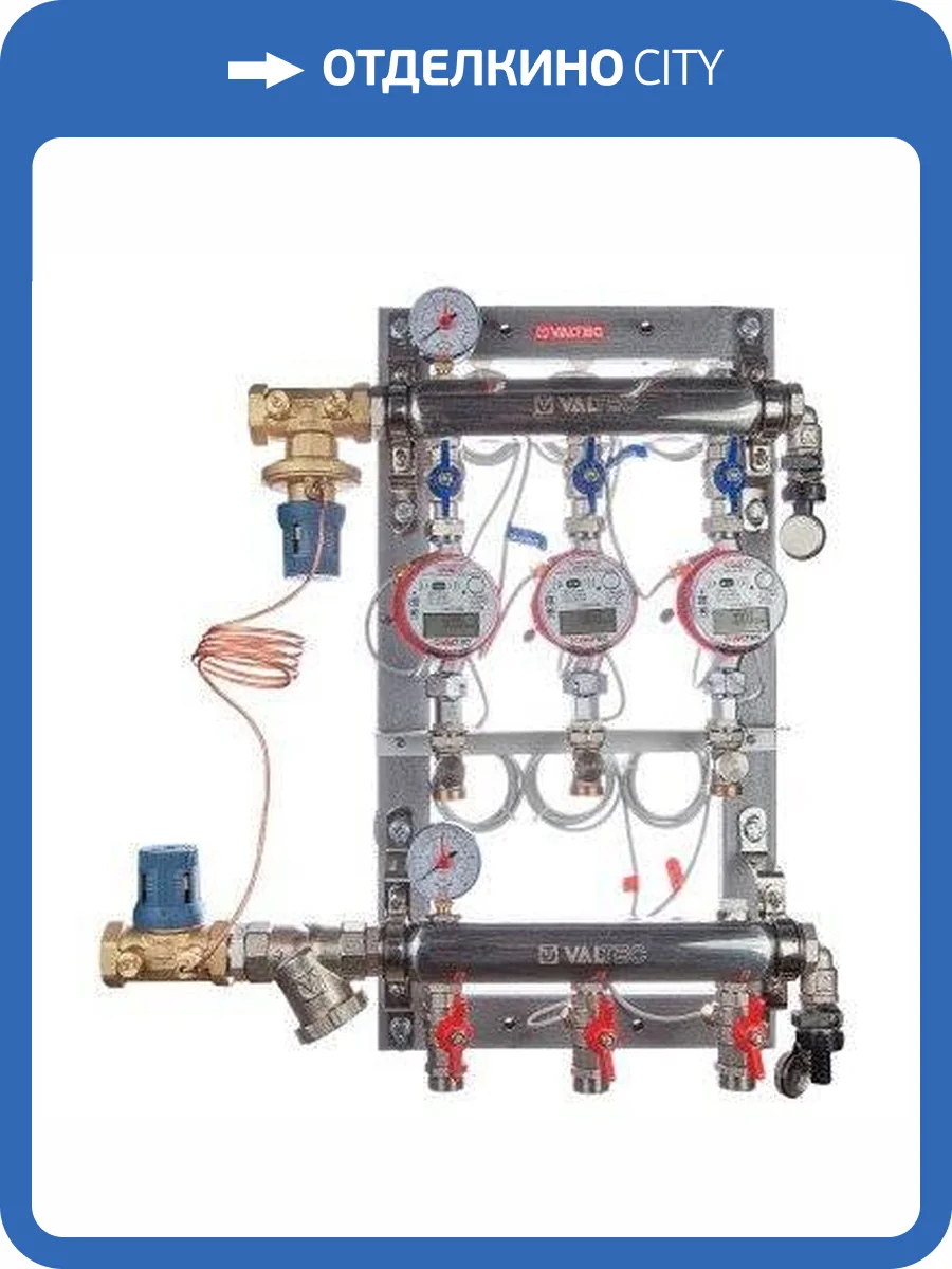 Этажный узел учета VALTEC с авт. балансировочным клапаном, ввод справа, 3/4 , 6 выходов фото 2