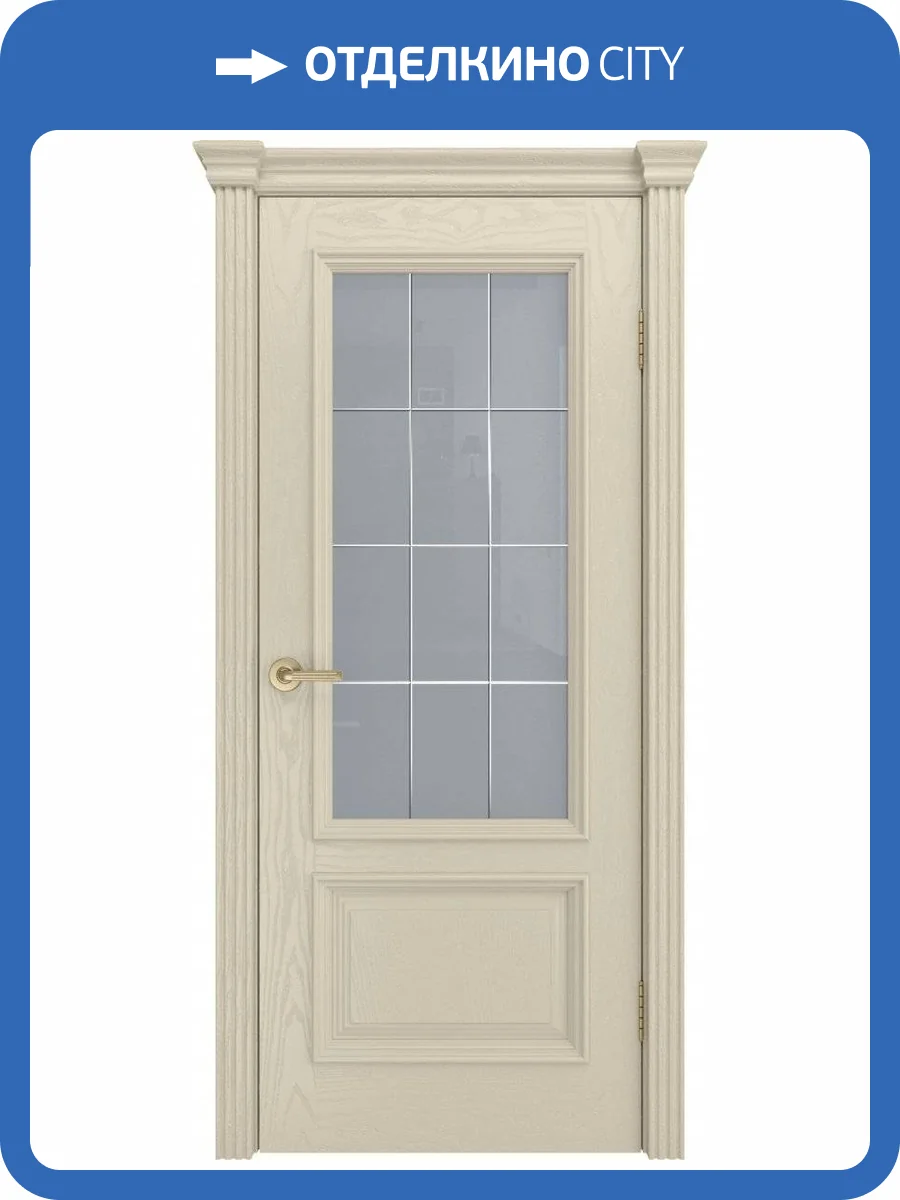 Межкомнатная дверь шпон Текона ФРЕЙМ 07, остеклённая, крем 800x2000 фото 2
