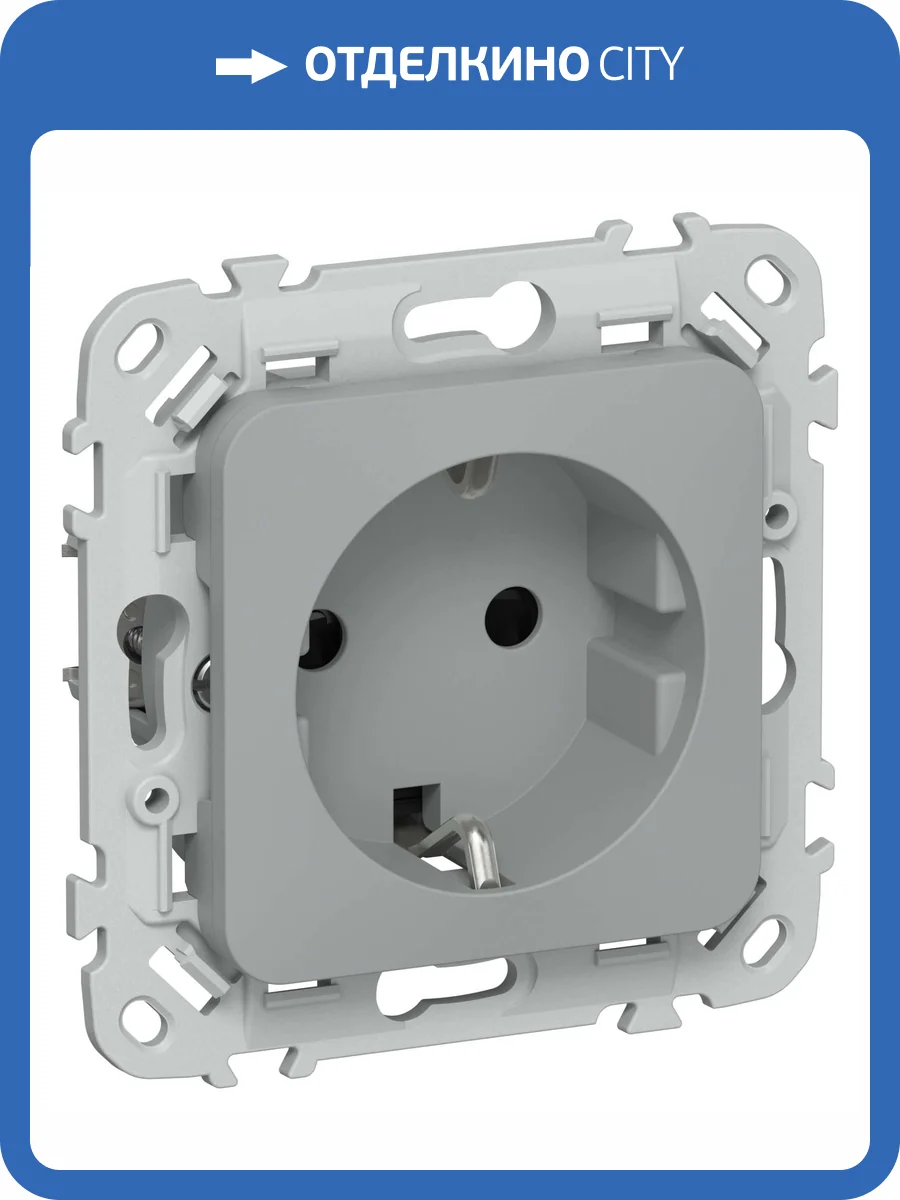 Розетка 1-местная с заземлением и шторками IEK Flite FI-R14-16-1-K03 серый фото 3