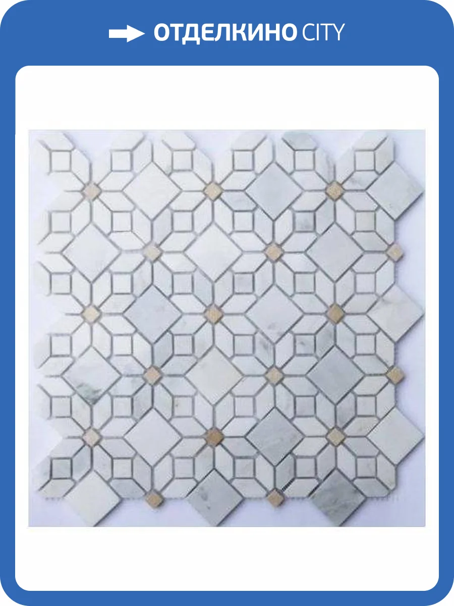 Мозаика Orro Mosaic Stone Camomile Oriental Whtie + Anticgold Pol. 30.5x30.5 фото 2