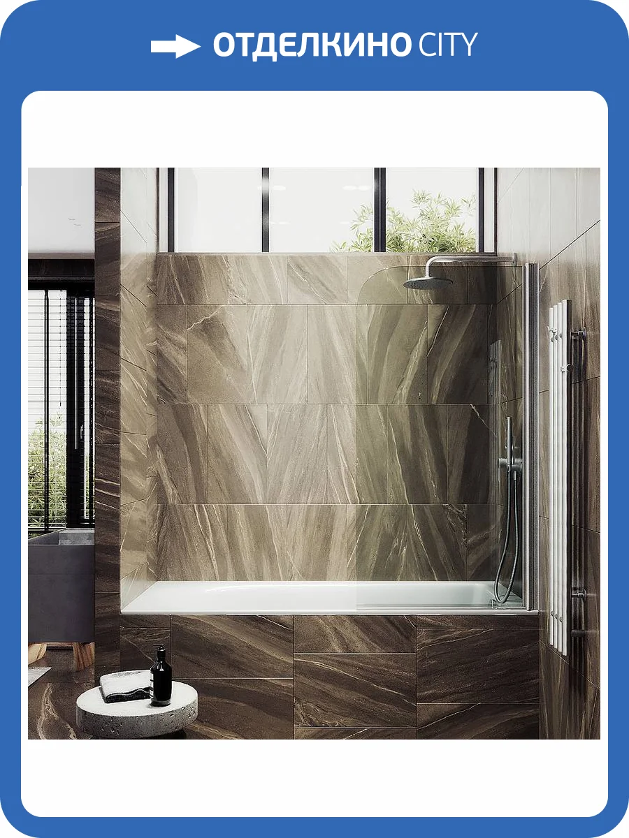 Шторка на ванну MaybahGlass MGV-600-5 поворотная, на монопетле, стекло прозрачное, профиль хром матовый, 1400x800 фото 4