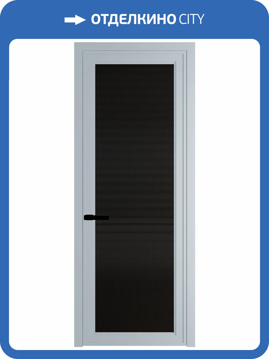 Межкомнатная дверь Profil Doors 1 AGP цвет профиля Серебро, стекло безопасное 6 мм мору черный 700x2000 фото 2
