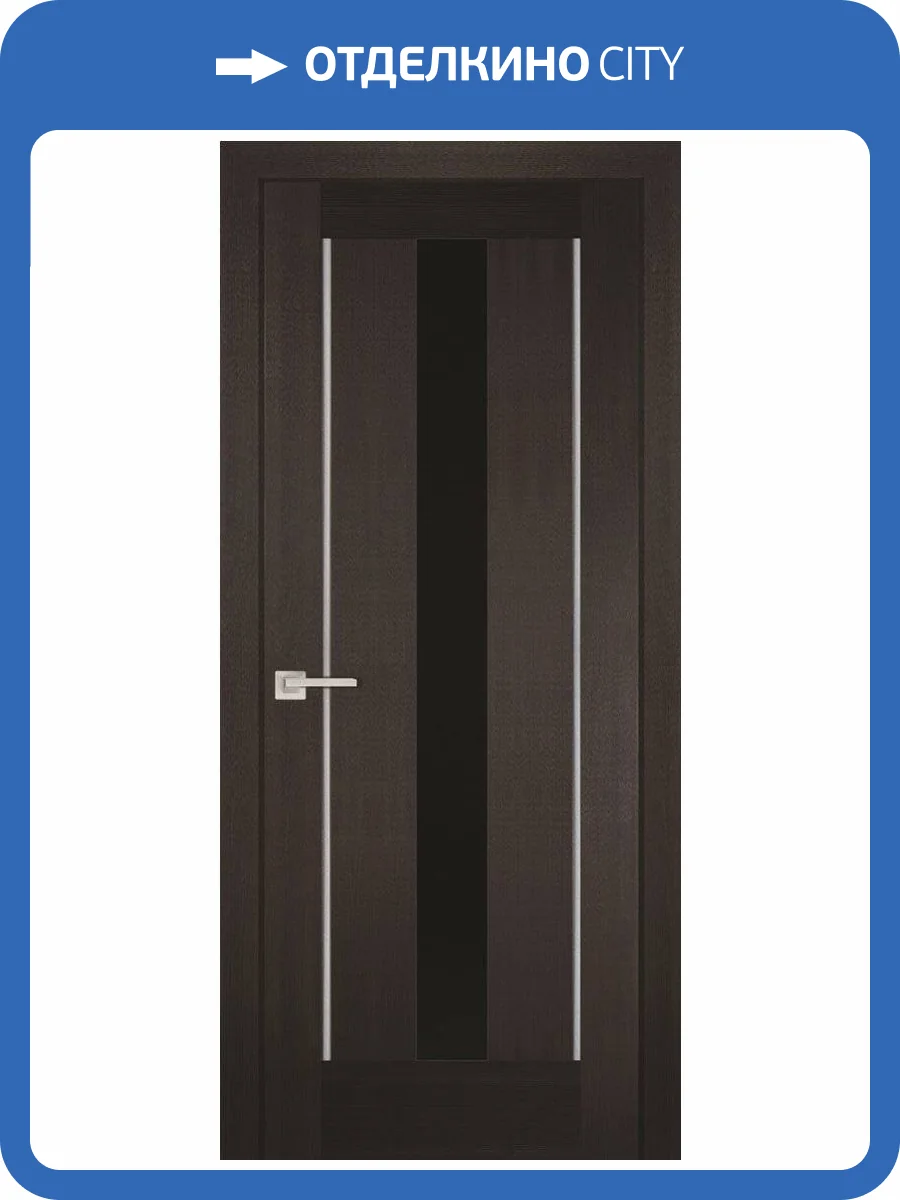 Межкомнатная дверь Profilo Porte экошпон PS-2, остеклённая, лакобель черное, венге мелинга 800x2000 фото 2