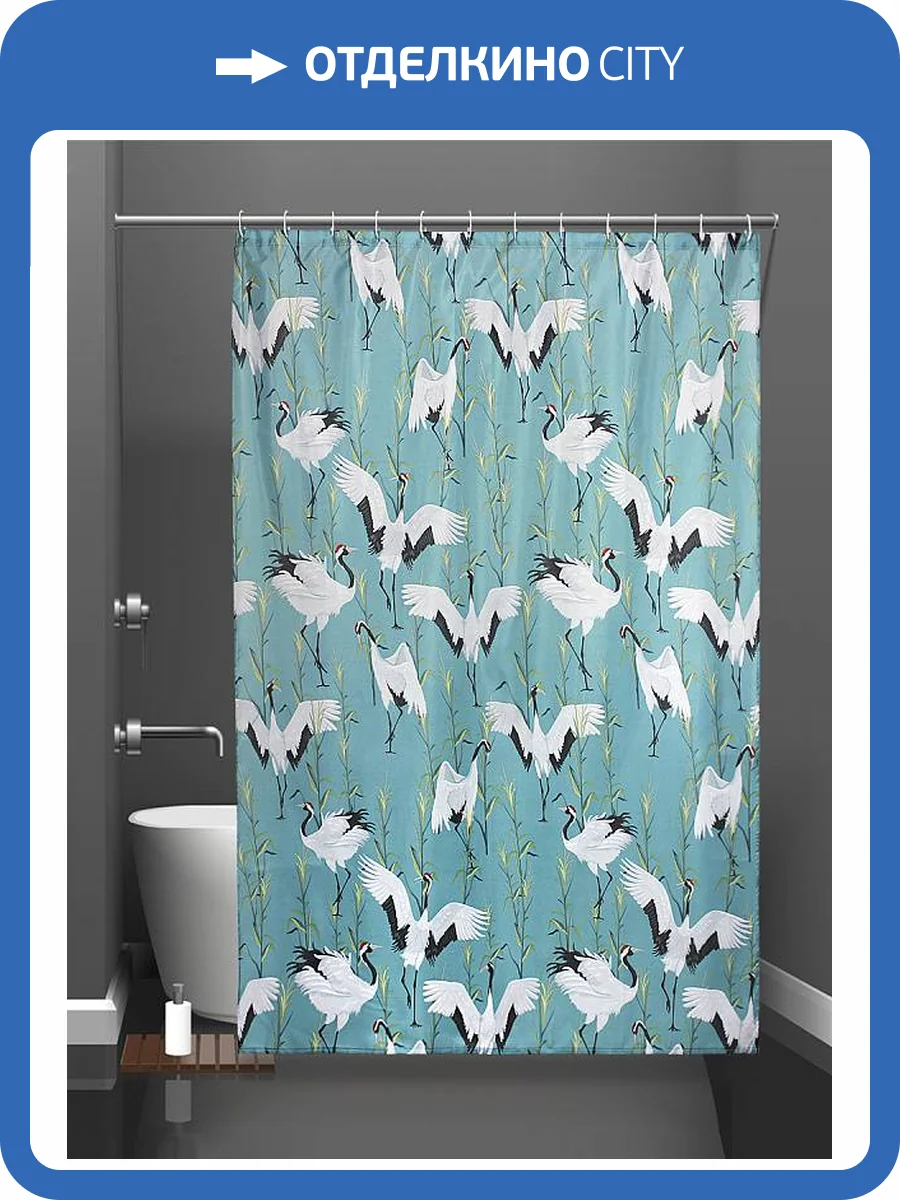 Шторка для ванной Bath Plus Charme Orange Cranes ch21030 зеленая фото 2