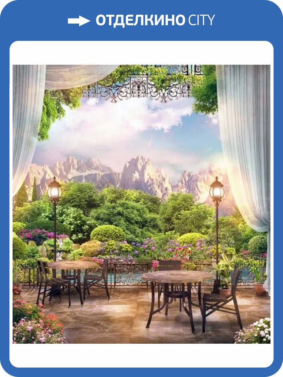 3D Фотообои Artegrafico «Ресторанчик в горах» FR265 канвас фото 2