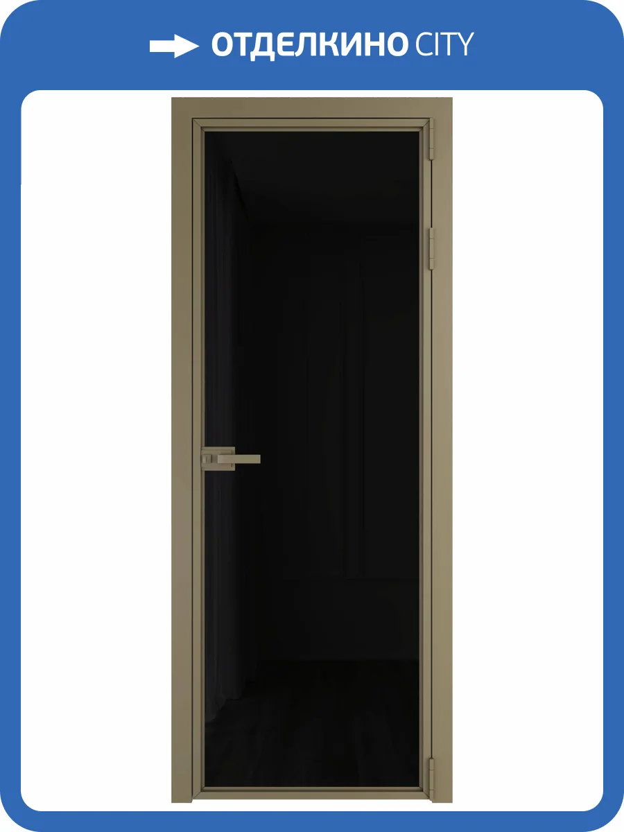 Межкомнатная дверь Profil Doors 1 AX цвет профиля Шампань, стекло безопасное 6 мм черный триплекс 800x2000 фото 2