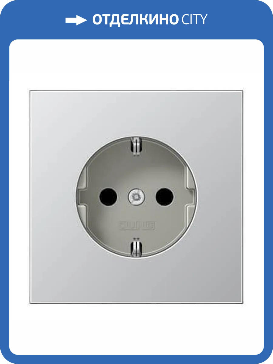 Розетка с заземлением безвинтовой зажим Jung LS 990 алюминий AL1520 фото 2