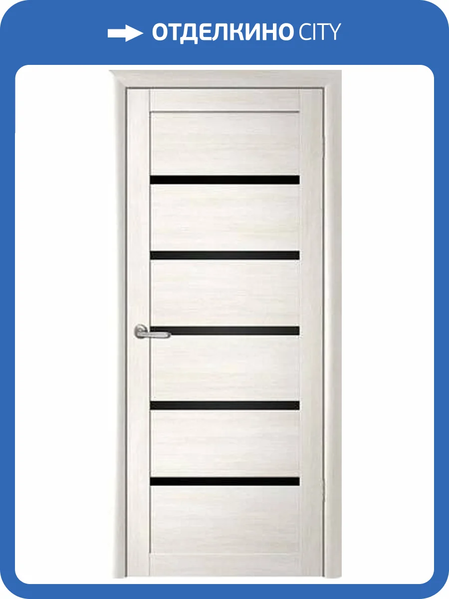 Межкомнатная дверь Albero Мегаполис Вена полотно Белый кипарис, стекло черное 600x2000 фото 2