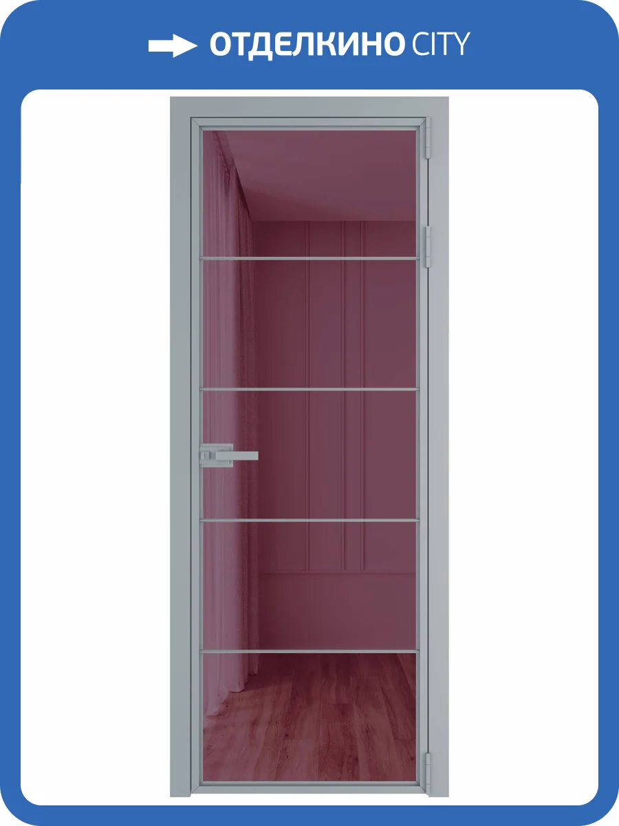 Межкомнатная дверь Profil Doors 5 AX цвет профиля Серебро, стекло безопасное 6 мм фиолетовое шпион 700x2000 фото 2