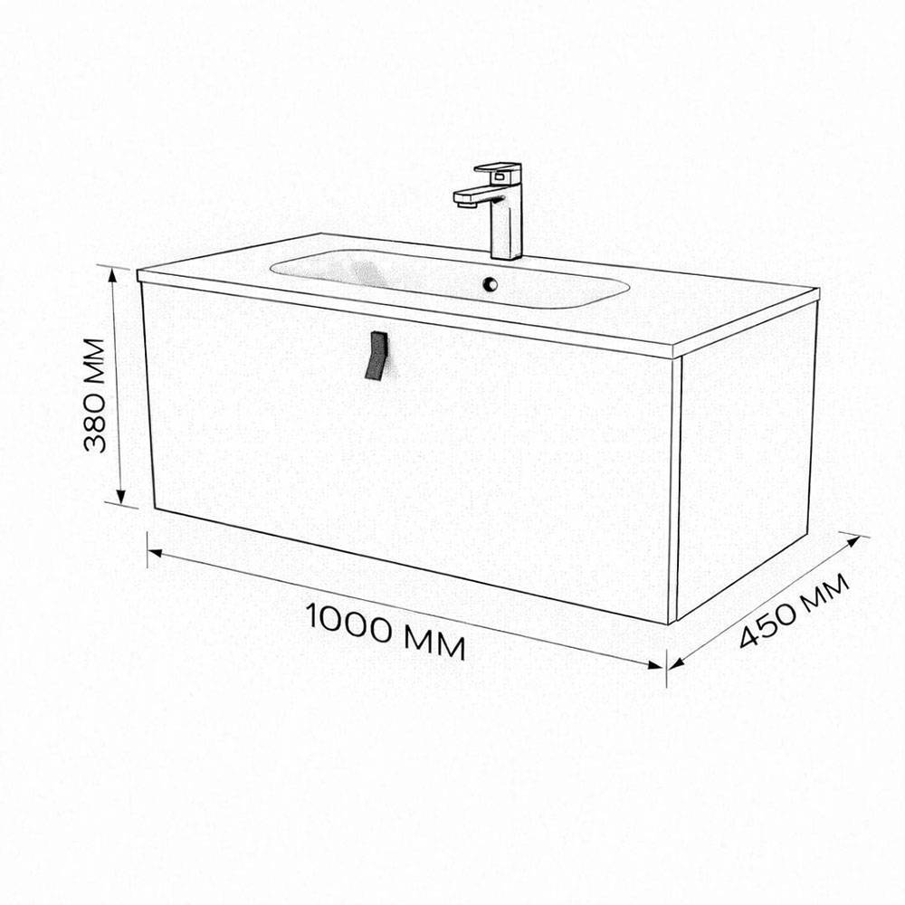 Тумба с раковиной Terminus Kontur KON101001200001O венге, графит, 100x38 фото 3