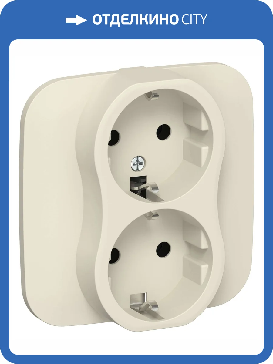 Розетка 2-местная с заземлением IEK Flite FI-R21A-16-1-K86 сливочный фото 3