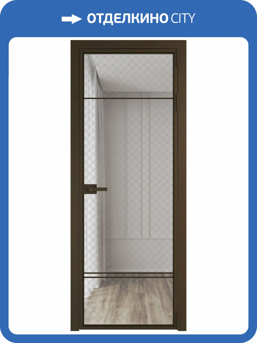 Межкомнатная дверь Profil Doors 4 AX цвет профиля Деорэ, стекло безопасное 6 мм ромб серебро 700x2000 фото 2