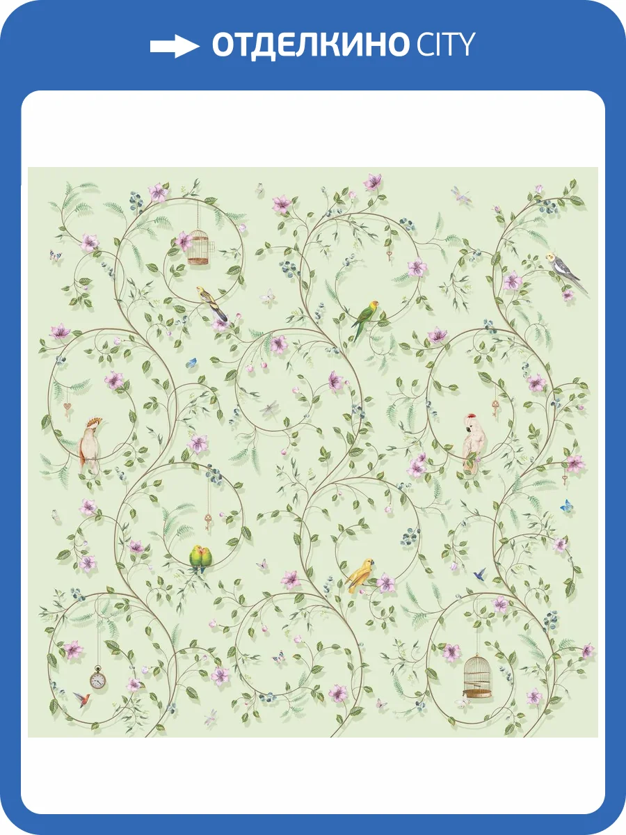 Бесшовные Eco обои Ortograf Chinoiserie 33945 Chinoiserie green Холст ОЕ-Х фото 2