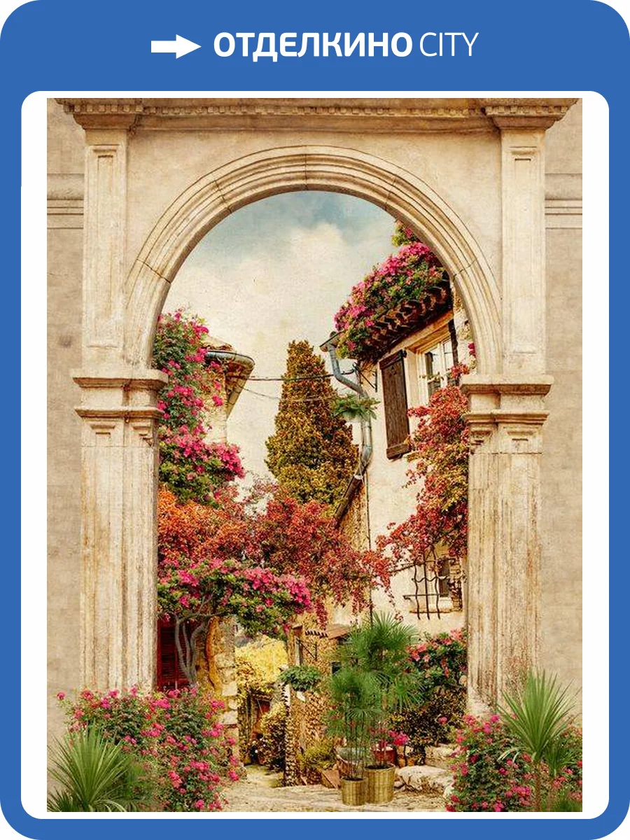 3D Фотообои Artegrafico «Арка в цветущем дворике» FK172 канвас фото 2