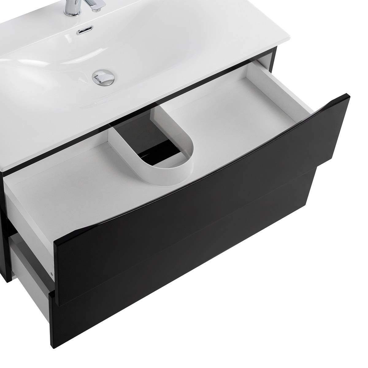 Тумба с раковиной BelBagno MARINO-CER-MINI 80 Nero Lucido фото 5