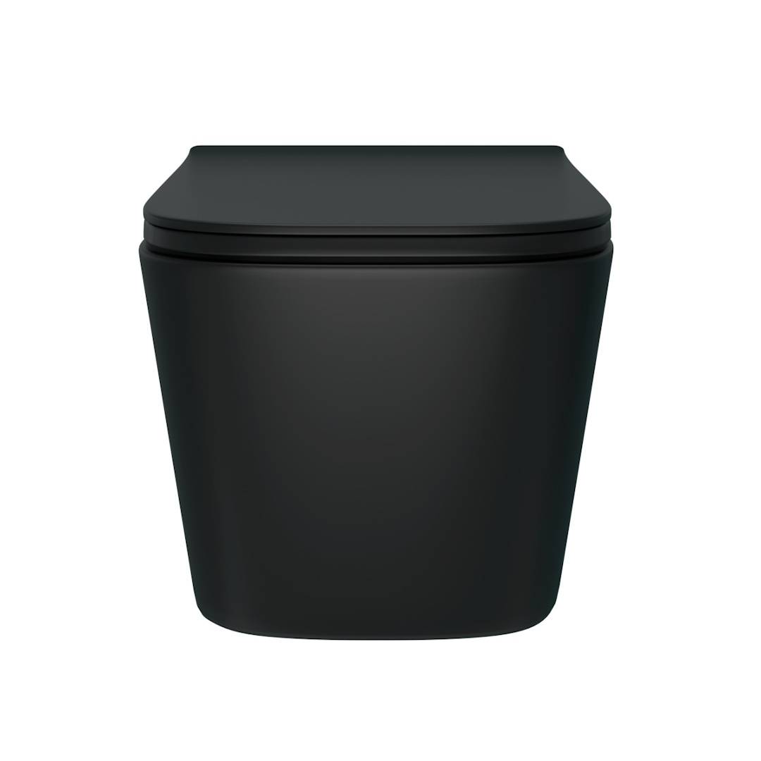 Унитаз подвесной Watersense Eva Pro Vortex Black W00789 безободковый, сиденье микролифт, черный матовый фото 3