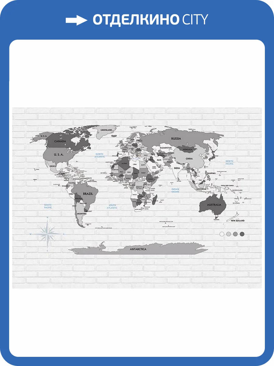 3D Фотообои Artegrafico «Карта на стене в стиле лофт» LOFT-009 акварель фото 2