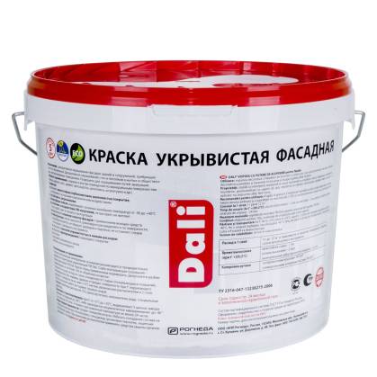 Краска фасадная укрывистая износостойкая паропроницаемая Dali глубокоматовая база C 9 л фото 2