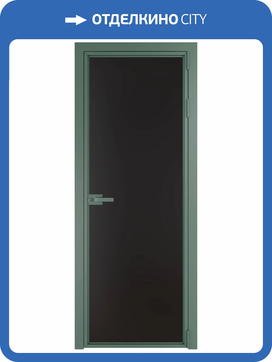 Межкомнатная дверь Profil Doors 1 AX цвет профиля Зеленый воск, стекло безопасное 6 мм монохром черный 800x2000 фото 2