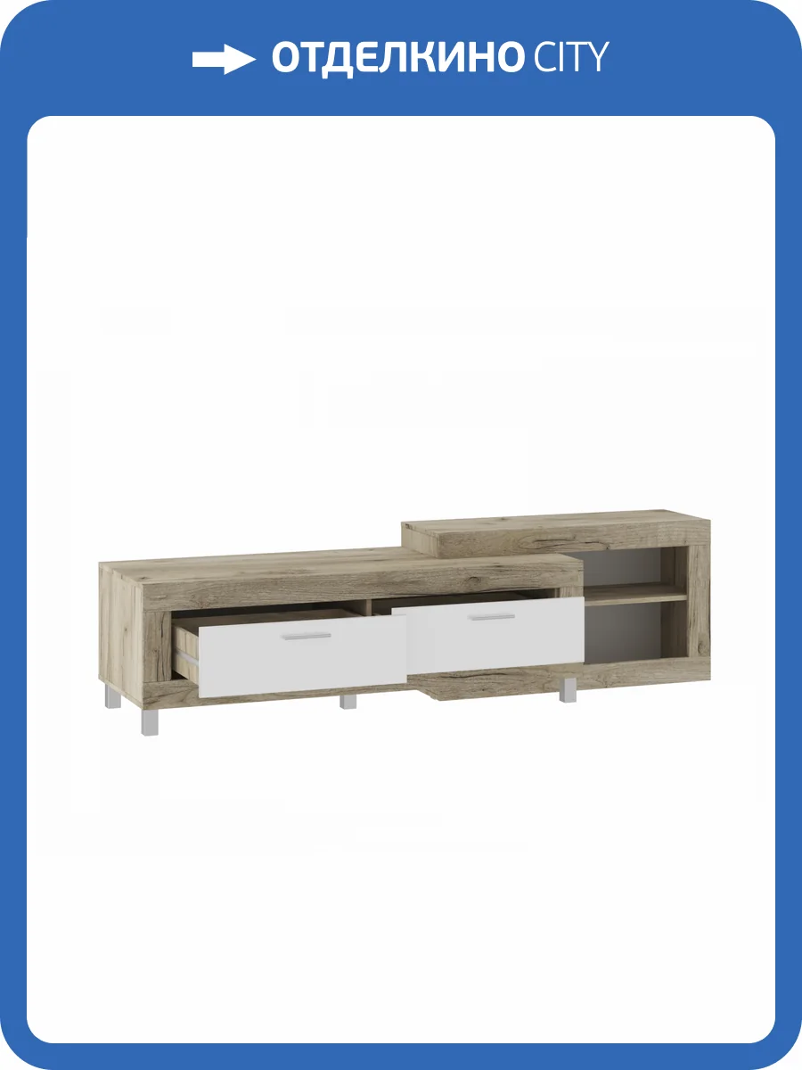 Тумба НК-Мебель Генезис ТВ Дуб Серый Крафт/Белый глянец фото 2